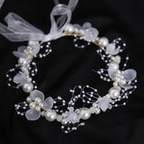 Bridal Headband Imitated Pearl Hair Headdress Flower Wreath