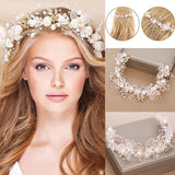 Bridal Headband Imitated Pearl Hair Headdress Flower Wreath