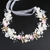 Bridal Headband Imitated Pearl Hair Headdress Flower Wreath