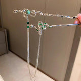 Silver Snake Hair Stick Forks Tassel Headpiece