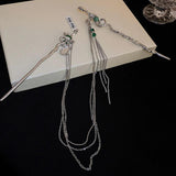 Silver Snake Hair Stick Forks Tassel Headpiece