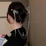 Silver Snake Hair Stick Forks Tassel Headpiece