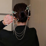 Silver Snake Hair Stick Forks Tassel Headpiece