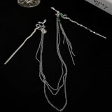 Silver Snake Hair Stick Forks Tassel Headpiece
