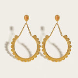 YACHAN Stainless Steel Opal Drop Earrings Women 18K Plated Round Dangle Earring