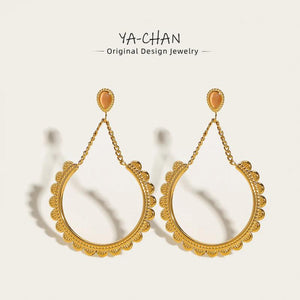 YACHAN Stainless Steel Opal Drop Earrings Women 18K Plated Round Dangle Earring