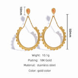 YACHAN Stainless Steel Opal Drop Earrings Women 18K Plated Round Dangle Earring