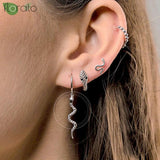925 Silver Vintage Snake Hoop Earrings Party Jewelry