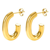 Chunky Stainless Steel Oval Stud Earrings
