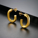 Chunky Stainless Steel Oval Stud Earrings