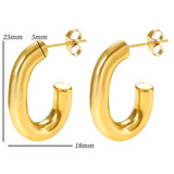 Chunky Stainless Steel Oval Stud Earrings