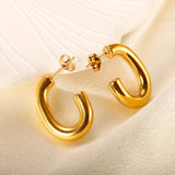 Chunky Stainless Steel Oval Stud Earrings