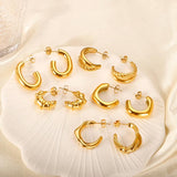 Chunky Stainless Steel Oval Stud Earrings