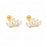 925 Silver Zircon Ear Bone Nail Mini Moon Star Piercing Stud Earrings