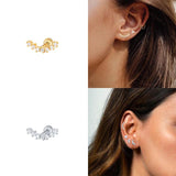 925 Silver Zircon Ear Bone Nail Mini Moon Star Piercing Stud Earrings