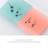925 Silver Round Beads Stud Earrings Women's Jewelry Present