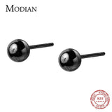 925 Silver Round Beads Stud Earrings Women's Jewelry Present