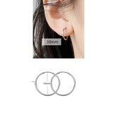 925 Sterling Silver Large Circle Slim Hoops Earring Rock Punk Piercing Jewelry
