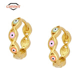 925 Silver Enamel Round Hoop Earrings 18k Plating Women's Fine Jewelry
