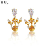 Vintage Dangle Earrings 925 Silver Zircon AAA Women