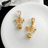 Vintage Dangle Earrings 925 Silver Zircon AAA Women