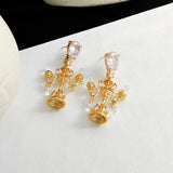 Vintage Dangle Earrings 925 Silver Zircon AAA Women