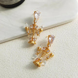 Vintage Dangle Earrings 925 Silver Zircon AAA Women