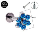 G23 Titanium Stud Flower Set With Zircons And Opal Lip Stud