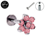 G23 Titanium Stud Flower Set With Zircons And Opal Lip Stud