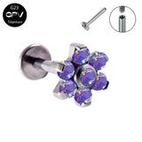 G23 Titanium Stud Flower Set With Zircons And Opal Lip Stud