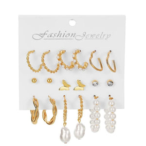6 Pair Earrings Set for Women Heart Butterfly Drop Hoop Ear Buckle