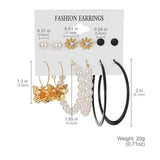 6 Pair Earrings Set for Women Heart Butterfly Drop Hoop Ear Buckle