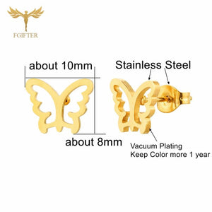 Hollow Butterfly Ear Studs Stainless Steel Piercing Jewelry Set