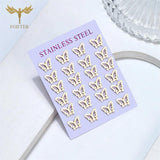 Hollow Butterfly Ear Studs Stainless Steel Piercing Jewelry Set