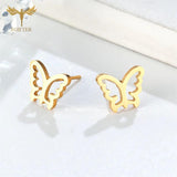 Hollow Butterfly Ear Studs Stainless Steel Piercing Jewelry Set