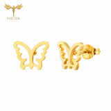Hollow Butterfly Ear Studs Stainless Steel Piercing Jewelry Set