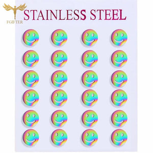 Lovely Smile Earrings Stainless Steel Set of 12 Pairs