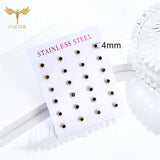 Crystal Earrings Stainless Steel Piercing Set 12 Pairs Women Accessories