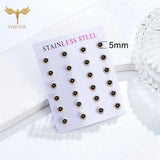 Crystal Earrings Stainless Steel Piercing Set 12 Pairs Women Accessories