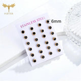 Crystal Earrings Stainless Steel Piercing Set 12 Pairs Women Accessories