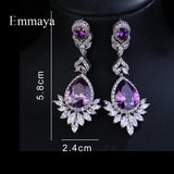Purple Zircon Crystal Pendant Stud Earrings for Women