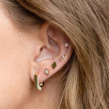 925 Silver Cubic Zirconia Ear Stud Earrings Small Geometric Piercing