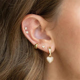 925 Silver Cubic Zirconia Ear Stud Earrings Small Geometric Piercing