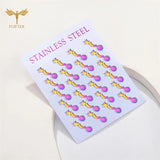 Rainbow Star Sun Moon Stud Earrings Set Teen Ear Jewelry