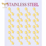 Rainbow Star Sun Moon Stud Earrings Set Teen Ear Jewelry