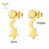 Rainbow Star Sun Moon Stud Earrings Set Teen Ear Jewelry