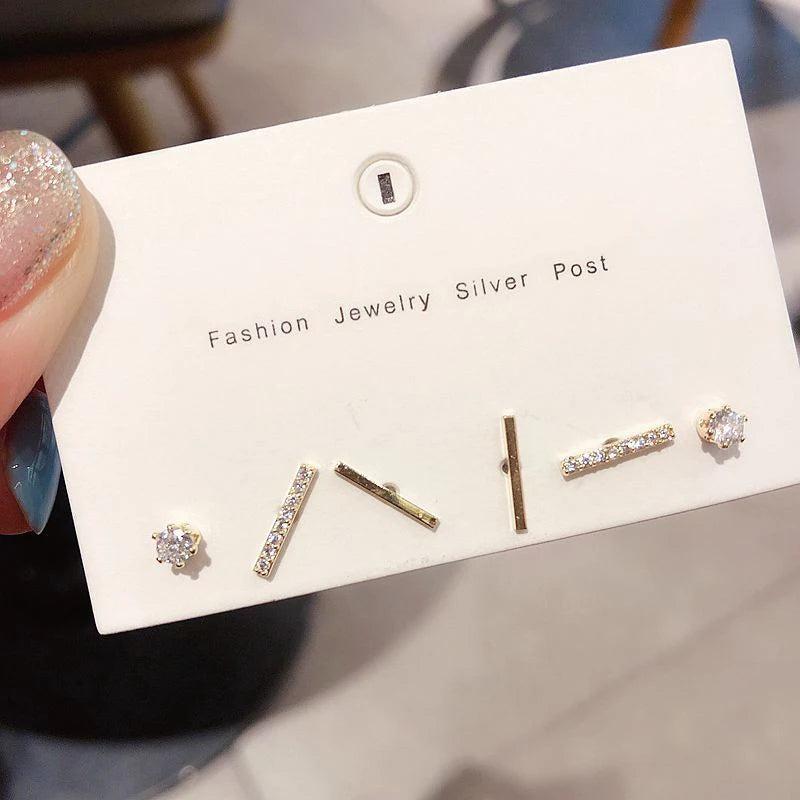 6-Piece Mini Zircon Studs Earrings Set for Women