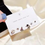 6-Piece Mini Zircon Studs Earrings Set for Women