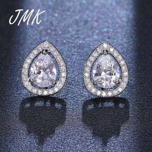 JMK Water Drop Stud Earrings Zircon Gemstone Jewelry For Women
