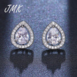 JMK Water Drop Stud Earrings Zircon Gemstone Jewelry For Women